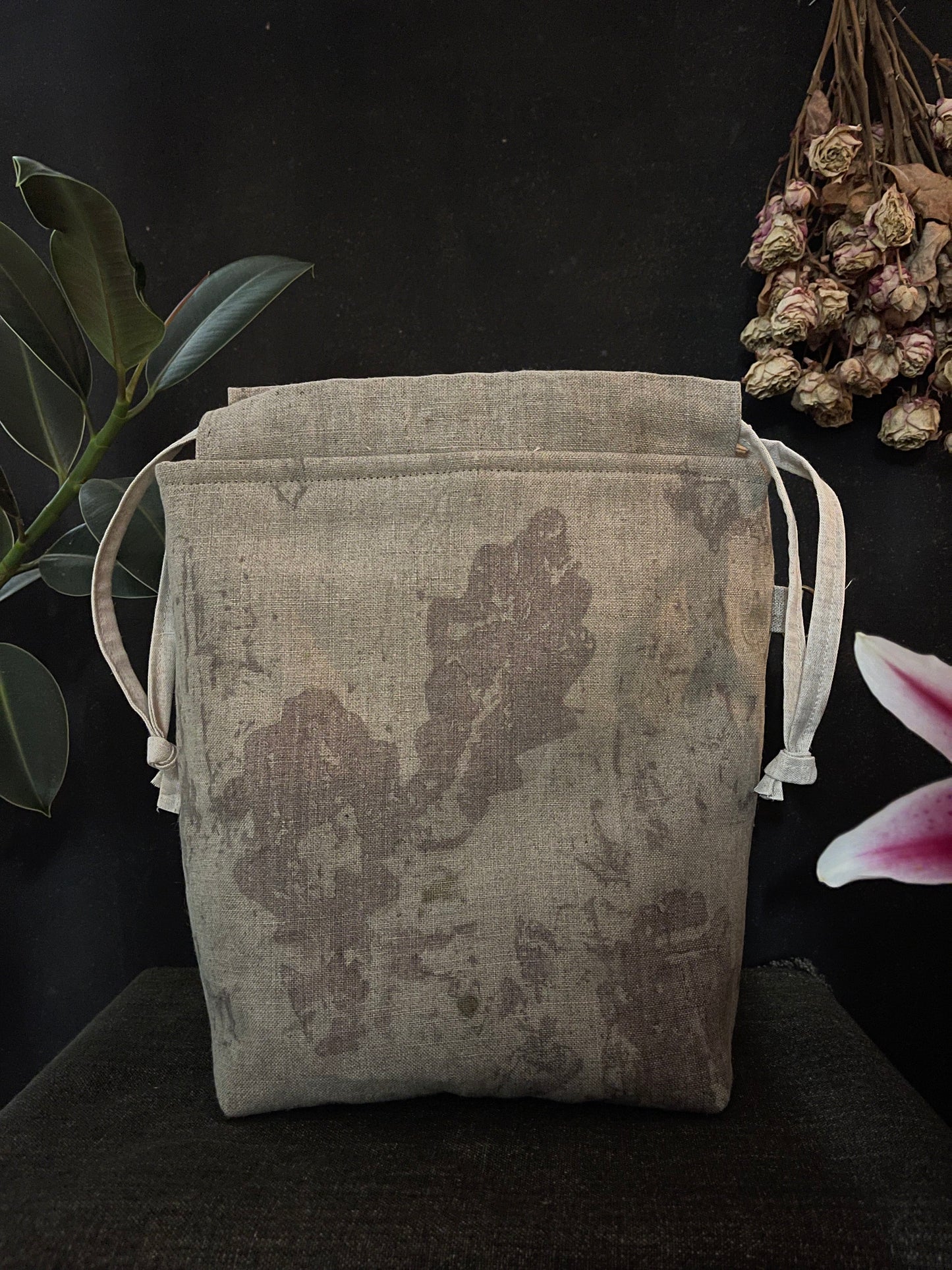 Naturally dyed linen bag