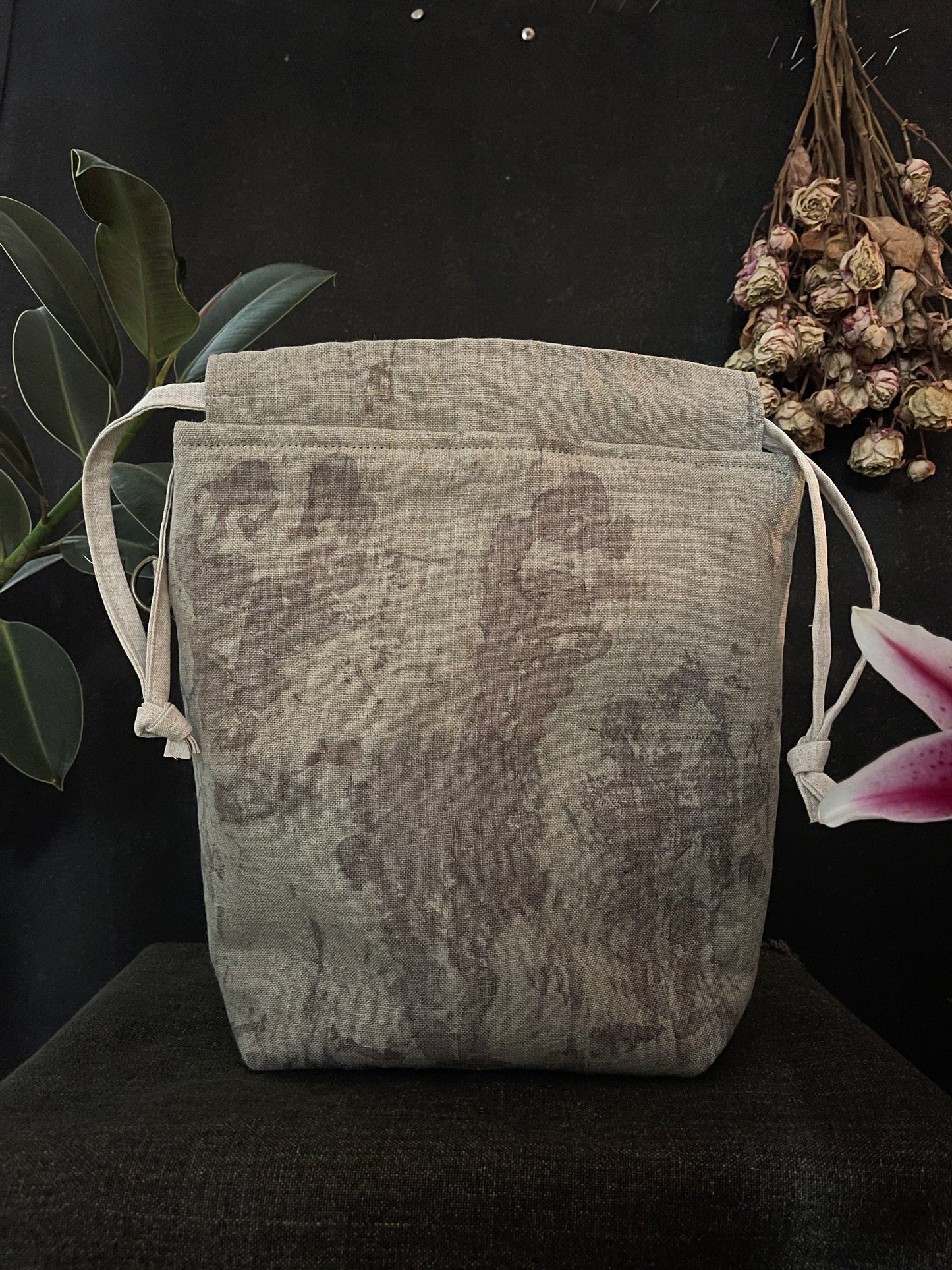 Naturally dyed linen bag