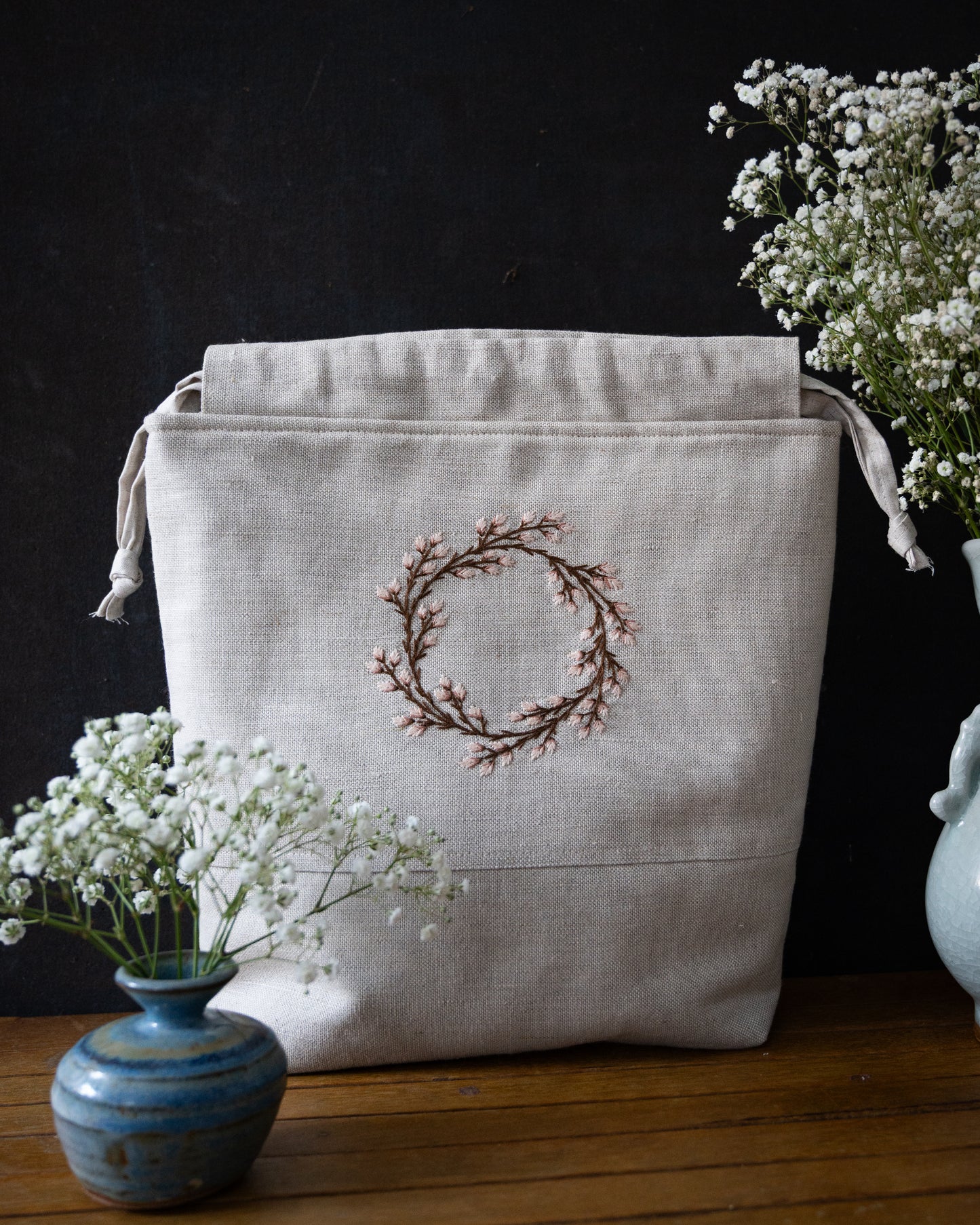 Cream Spring large wreath bag