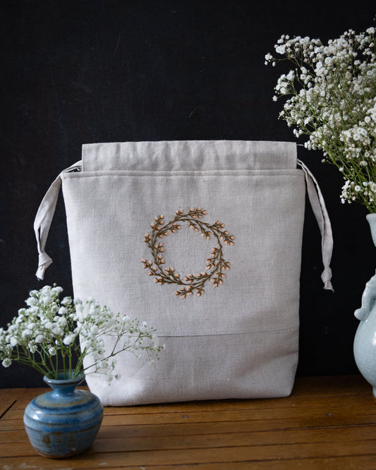 Peach Spring large wreath bag