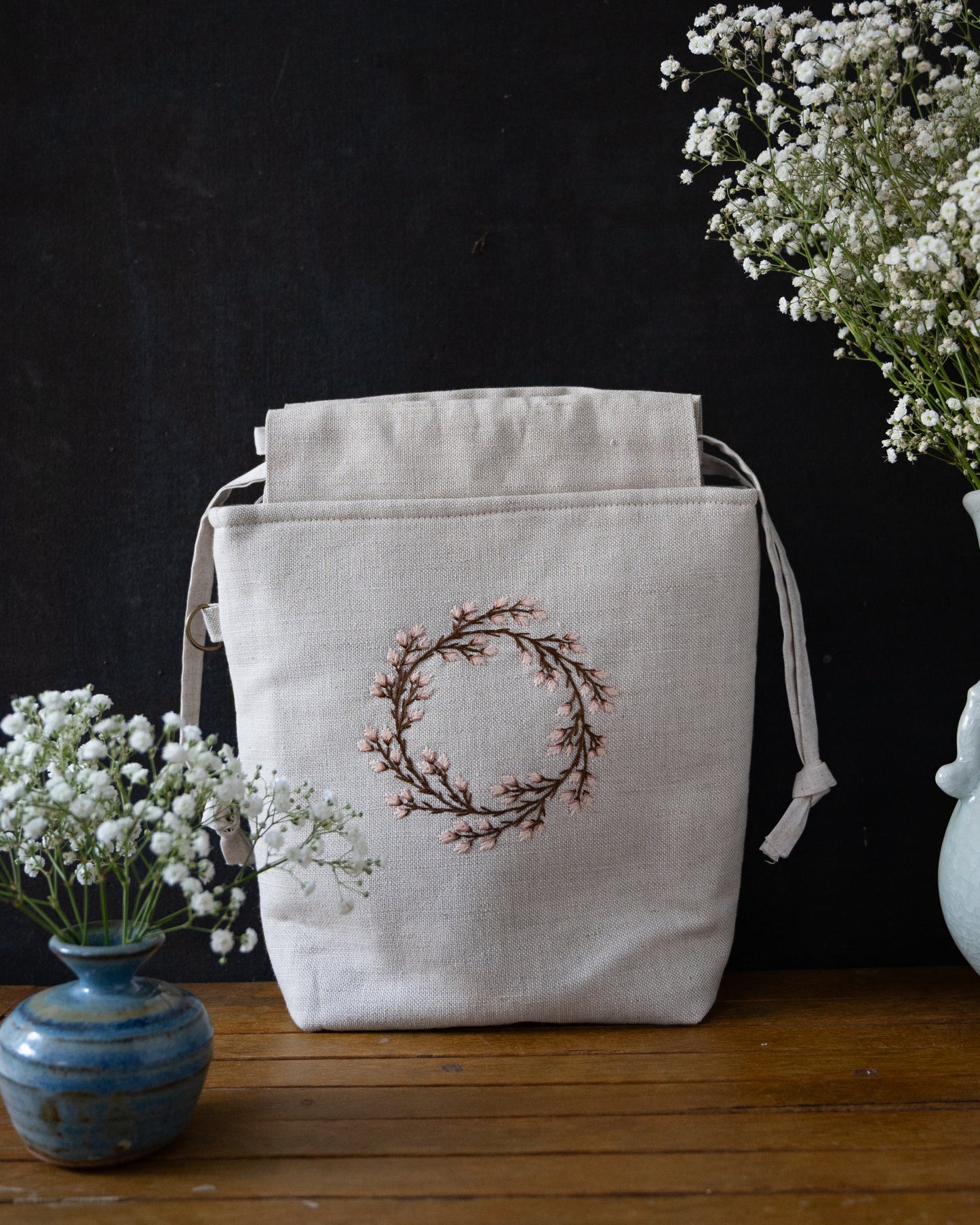 Cream Spring Wreath small bag