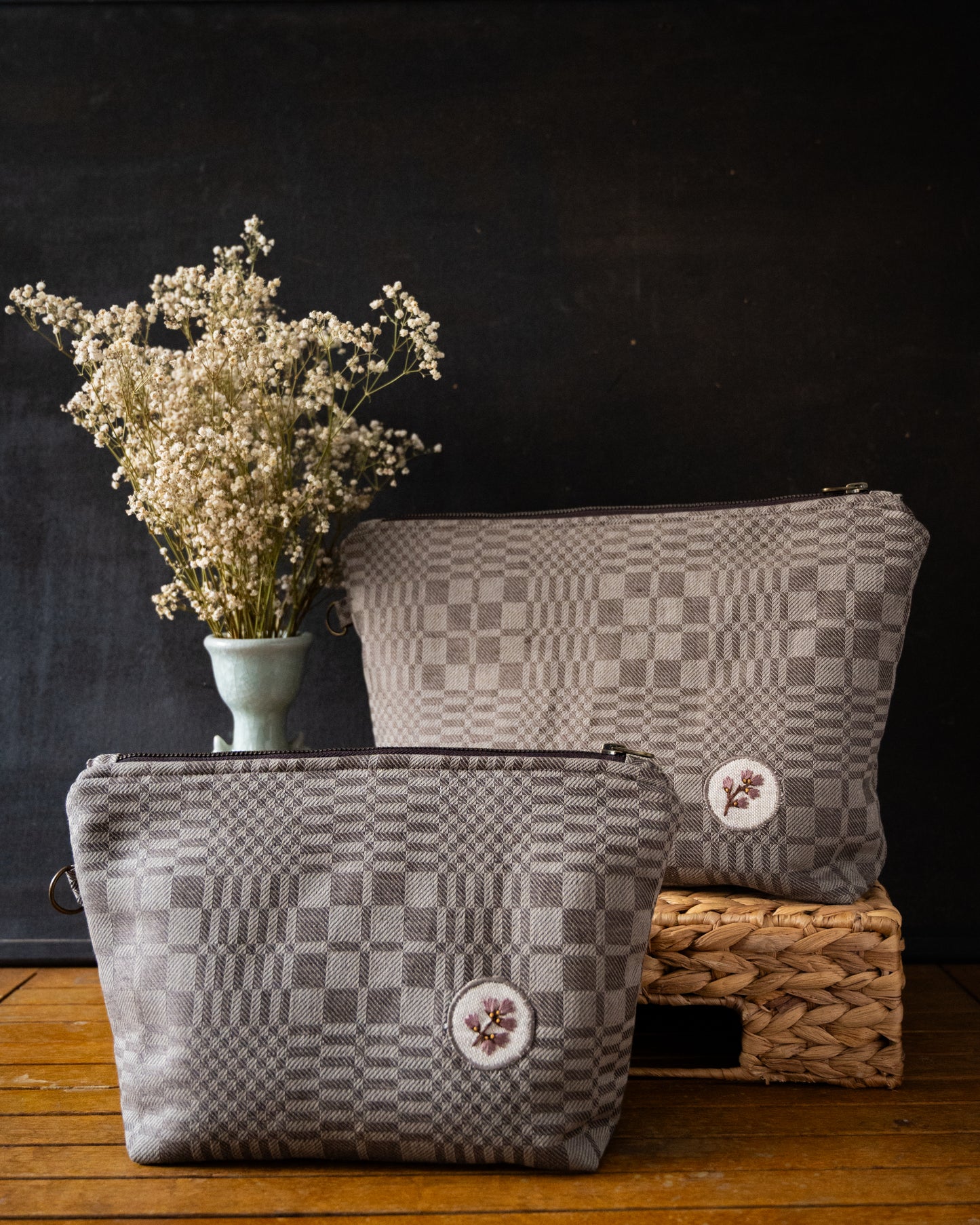 Brown-neutral small zipper pouch
