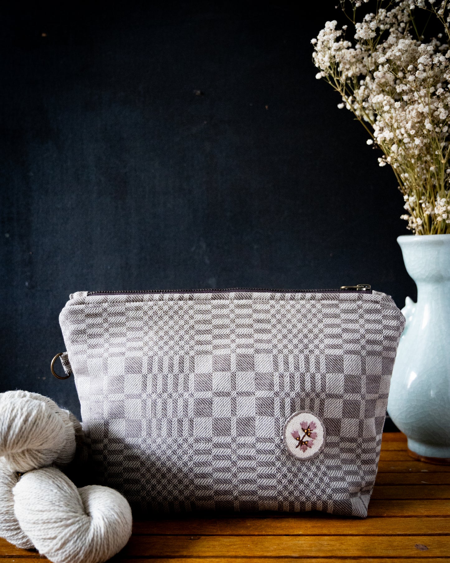 Brown-neutral small zipper pouch