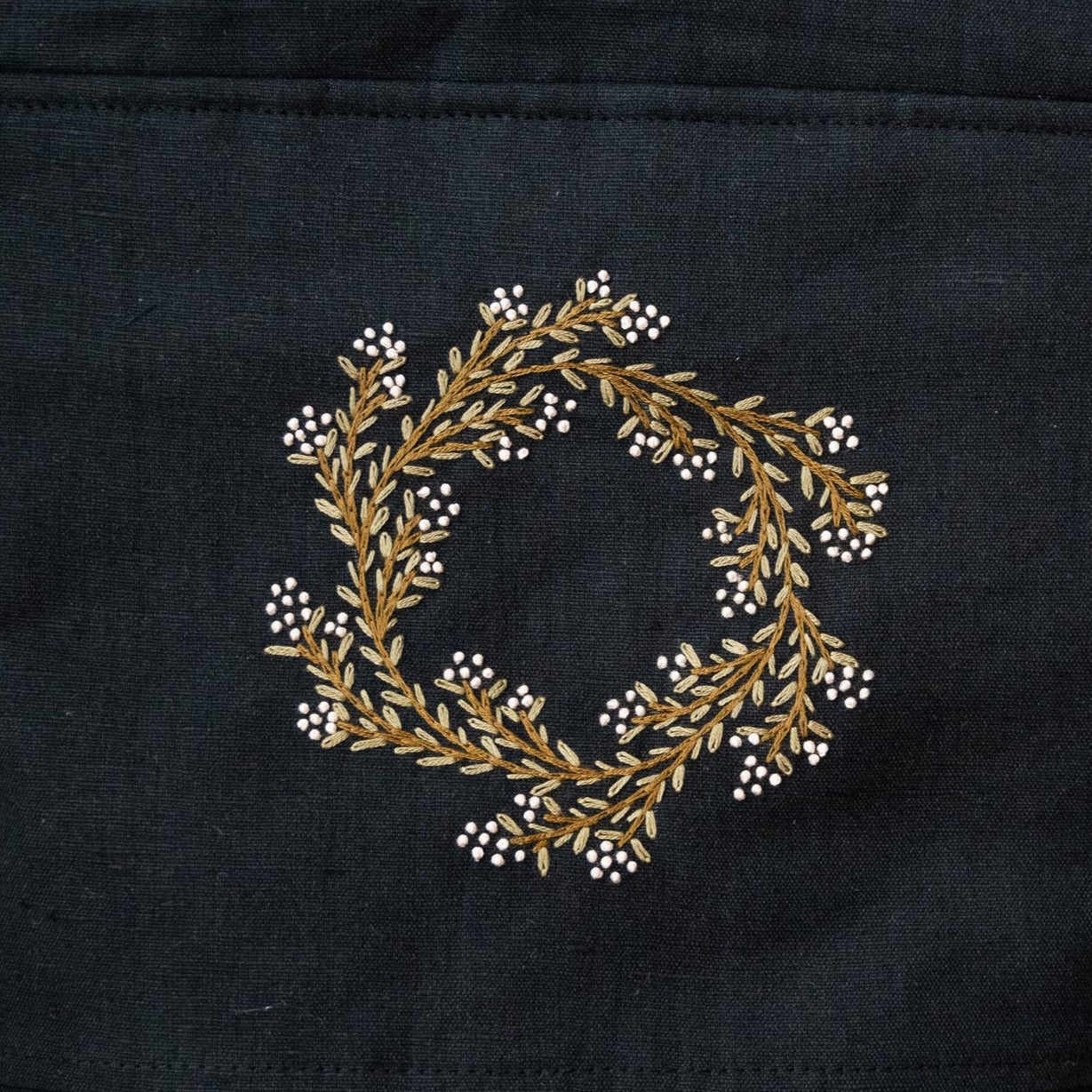 Spring Wreath on black large bag